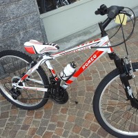 La Vrt è una bici in acciaio, disponibile sia con ruote da 24", sia con ruote da 20": forcella ammortizzata molto buona. Cambio, manettini e ruota libera Shimano. Scorrevole e resistente.